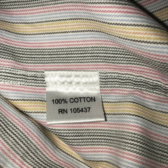 Vluxe Button Up Shirt Mens Size XXL 45 46 17 3/4-18 Pink Black Multi Stripe LS - Picture 4 of 5